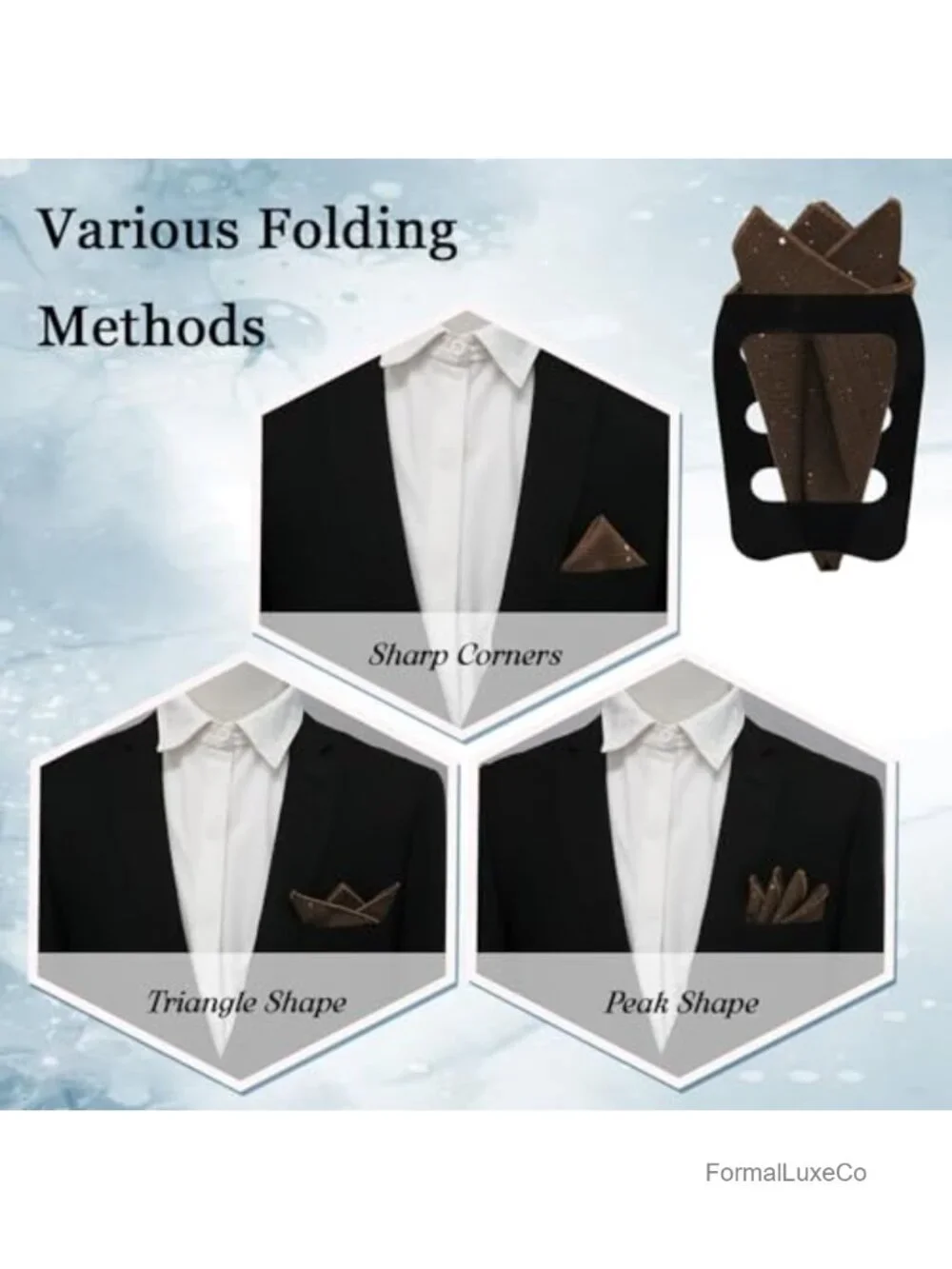 Men's Glitter Sequin Pocket Square Handkerchief with Holder Polyester